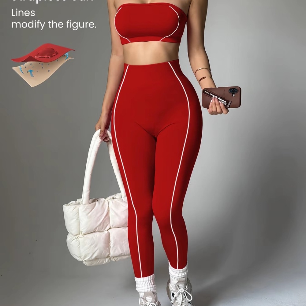 Seamline High-Waist Red Active Leggings